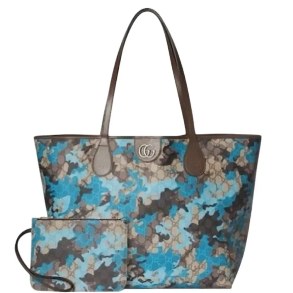 Gucci Large Blue Camouflage Marbled GG Monogram Shopper NWT - Picture 1 of 3